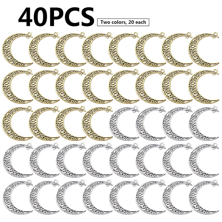 40pcs Hollow Moon Charms Crescent Moon Pendants Celestial Charms Crafts Supplies for DIY Bracelet Necklace Jewelry Making Accessory
