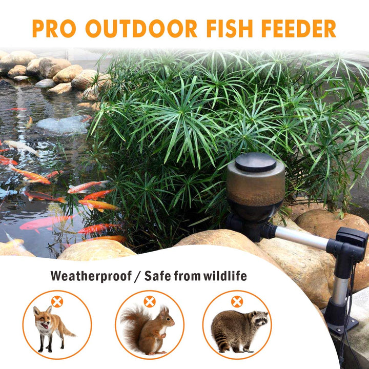 Large Programmable Auto Pond Feeder with LCD Display Controller Automatic Fish Food Feeding Dispenser Outdoor Koi Fish Feeder 5.5 L Capacity