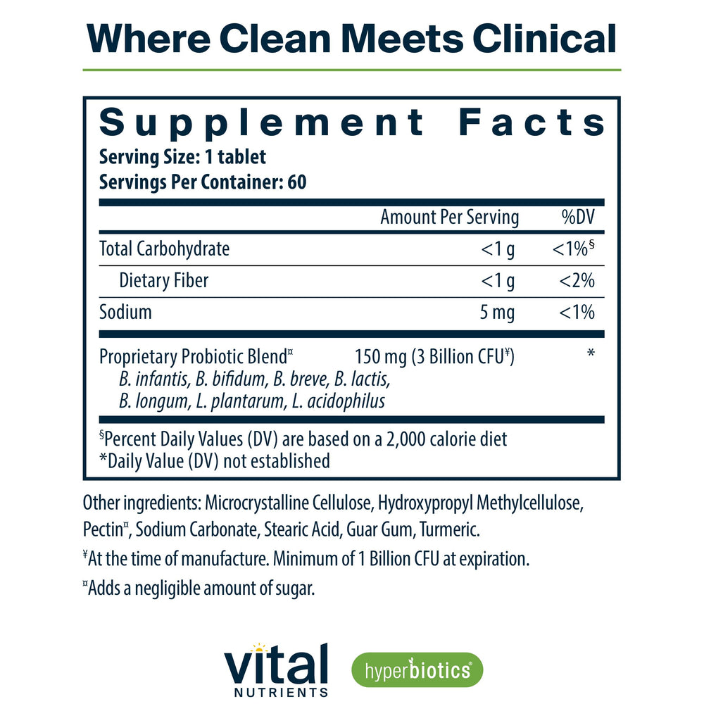 Vital Nutrients Bifidobacterium Probiotic | 7 Targeted Strains | Supports Immune and Digestive Health for Older Adults | Shelf-Stable | Vegan | 60 Tablets
