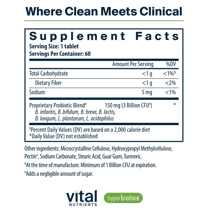 Vital Nutrients Bifidobacterium Probiotic | 7 Targeted Strains | Supports Immune and Digestive Health for Older Adults | Shelf-Stable | Vegan | 60 Tablets