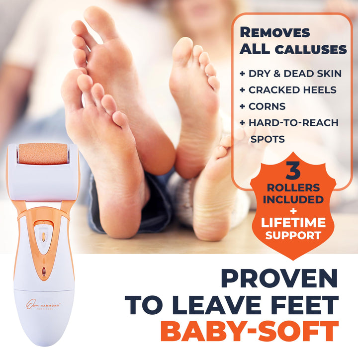 Professional Foot Care for Women: Rechargeable Callus Remover for Feet Electric Foot Sander - Electronic Foot File CR900 with 3 Rollers, Foot Grinder Pedi for Cracked Heels & Hard Skin