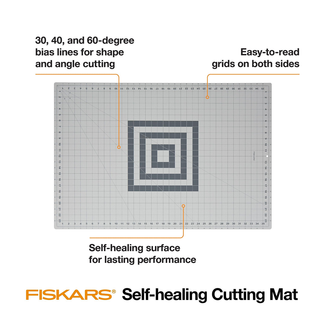 Self Healing Cutting Mat for Quilting, Arts and Crafts, 24 x 36” Grid, Sewing Cutting Mat, Grey Fabric Cutting Mat, Craft Mat, Sewing Supplies and Quilting Tools