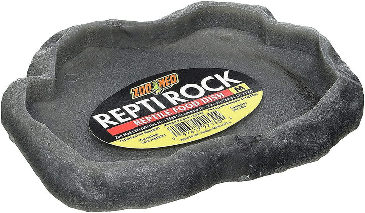 Reptile Rock Food Dish, Medium, 7.25l x 6w x 0.75h, Colors may vary Black