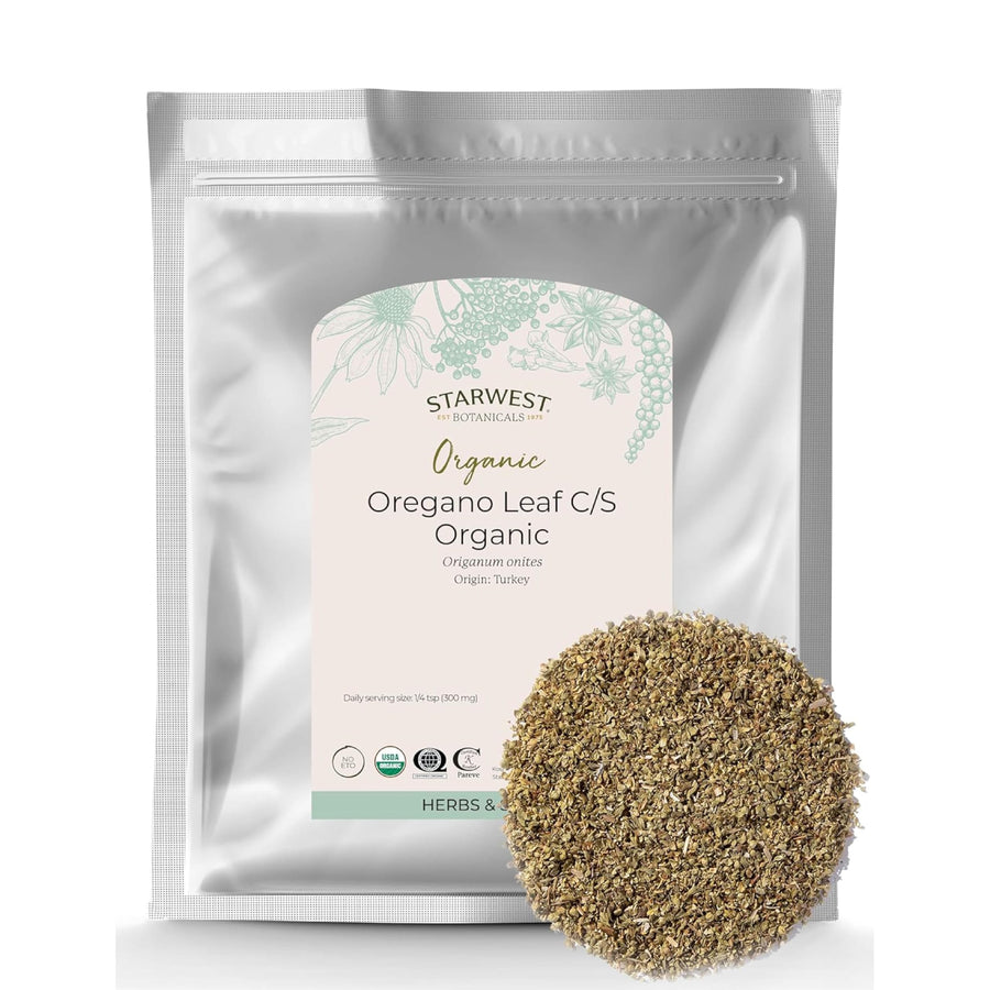 Organic Oregano Dried Leaf - Seasoning Herb for Cooking, Use for Pizza Dishes, Greek, Italian, or Mexican Food, Non-GMO - Bulk 1 lb Bag
