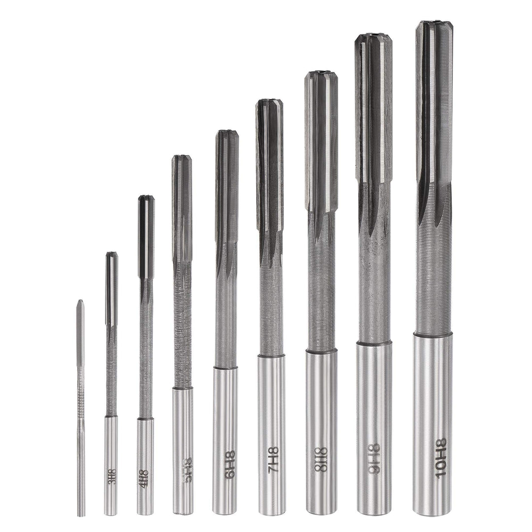 Chucking Reamer Set Lathe Machine Reamer Straight Flute Milling Cutter High Speed Steel H8 Tolerance (2mm 3mm 4mm 5mm 6mm 7mm 8mm 9mm 10mm) 9pcs