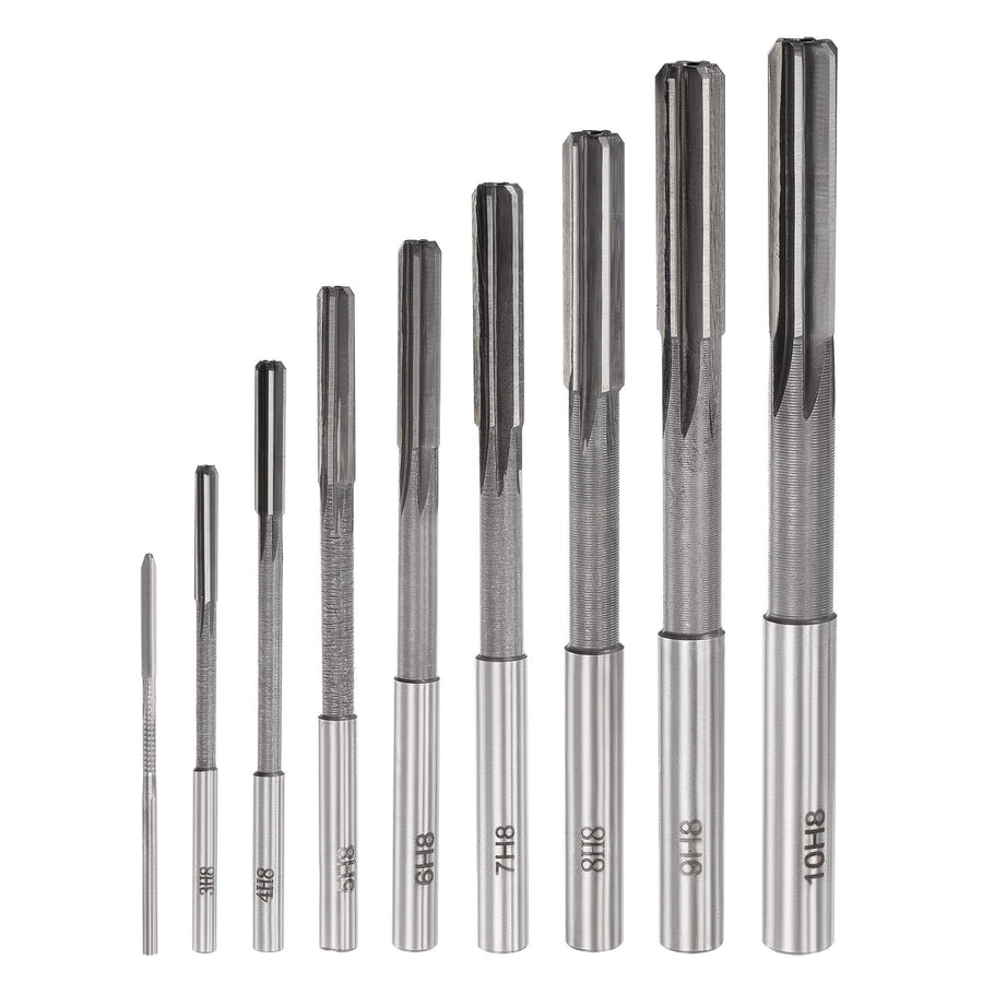 Chucking Reamer Set Lathe Machine Reamer Straight Flute Milling Cutter High Speed Steel H8 Tolerance (2mm 3mm 4mm 5mm 6mm 7mm 8mm 9mm 10mm) 9pcs