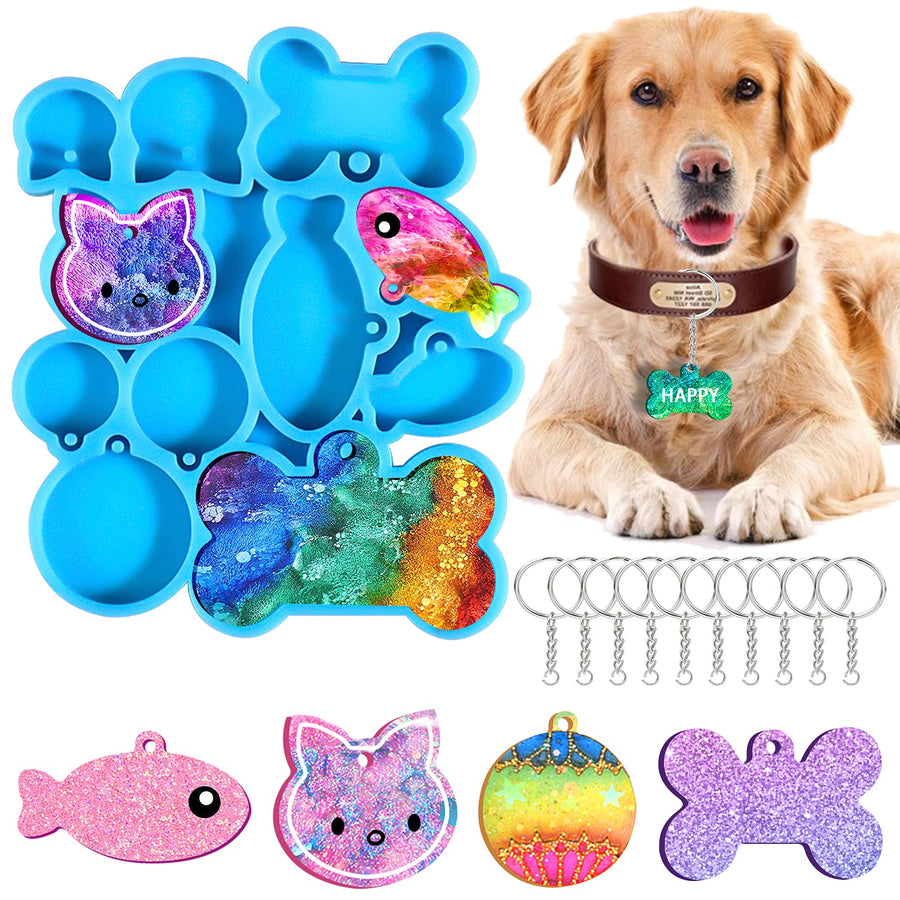 5 Pcs Dog Bone Shaped Tag Resin Mold