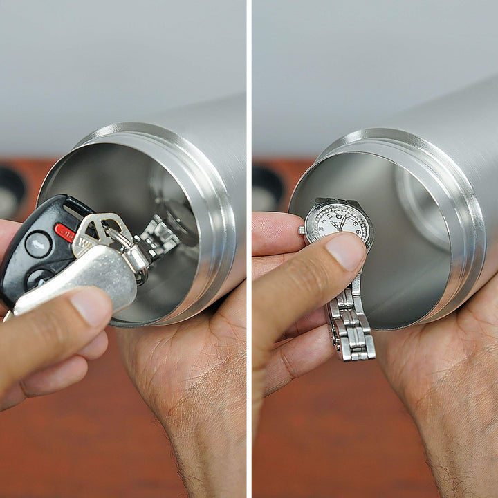 Stainless Steel Drinking Tumbler Bottle Diversion Safe Stash and Hide Small Valuables Money Keys Jewelry Silver 12 Ounce