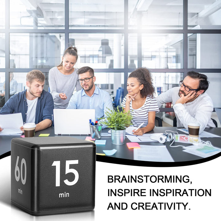 Cube Timers Cube Kitchen Timer Gravity Sensor Flip Timer Cube Countdown Timer 2.6 Inch Kids Timer Square Workout Timer Exercise Timer Game Timer 15-20-30-60 Minutes for Time Management (Black)
