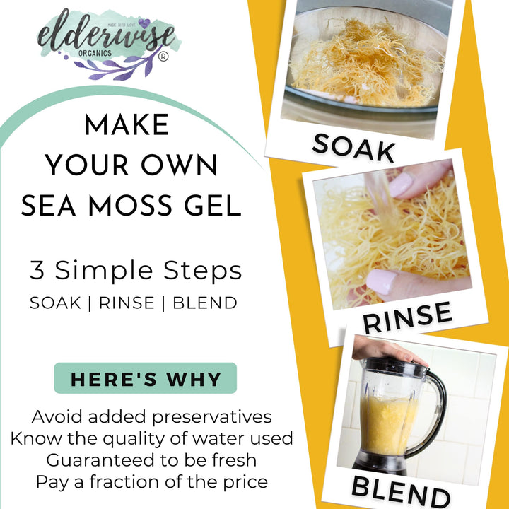 Sea Moss | WILDCRAFTED | 2.5 oz that makes 64 oz of gel | Raw + Non GMO | Sundried | MINERAL RICH | Saint Lucia Sea Moss | GOLDEN
