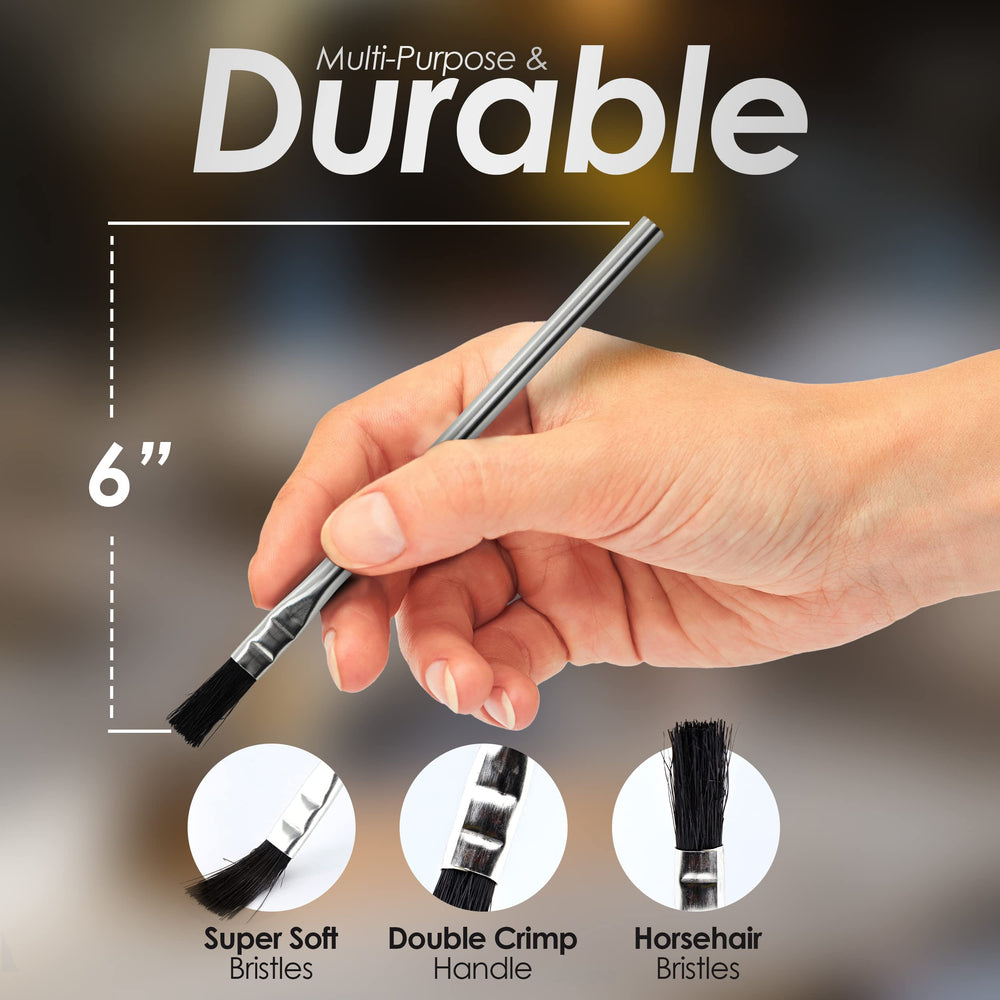 Acid Brushes - 12 Count 3/8 Inch Horsehair Acid Flux Brushes, Disposable Glue Brushes for Woodworking, Epoxy Brushes for Resin, Great for Crafting, Soldering, in The Home, and School, or Shop