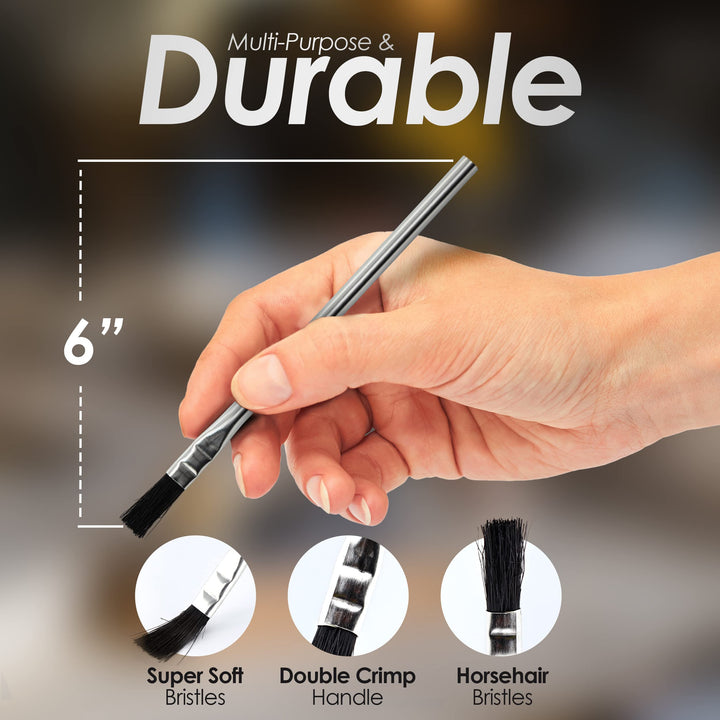 Acid Brushes - 12 Count 3/8 Inch Horsehair Acid Flux Brushes, Disposable Glue Brushes for Woodworking, Epoxy Brushes for Resin, Great for Crafting, Soldering, in The Home, and School, or Shop