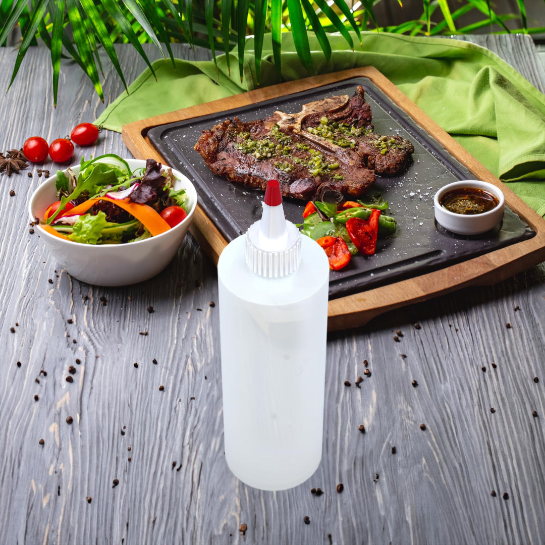 Empty Squeeze Bottles 16 OZ, 2 PACK Squirt Containers with Red Top, BPA Free for Condiments, Syrup, Ketchup, Sauces, Dressing, Oil, Honey | Arts and Crafts - Leak Proof - Kitchen