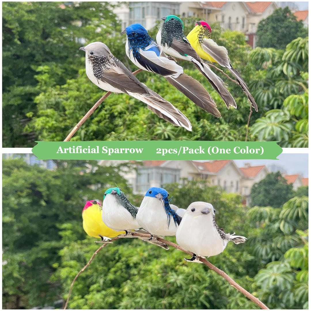 2pcs Grey Artificial Simulation Foam Bird Clip on Feathered Sparrow Bird Ornaments for Craft Christmas Decoration Home Garden Wedding Decoration Party Accessories 16cm/6inch