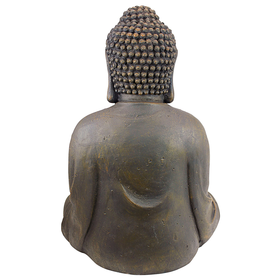 AL1614 Meditative Asian Decor of the Grand Temple Indoor/Outdoor Garden Statue, Medium, 18 inches wide, 25 inches tall, Handcast Polyresin, Basalt Stone Finish