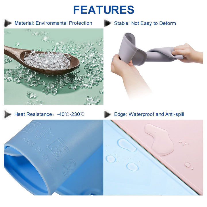 Silicone Slap Mat Protective Pad 16x12 inch for DLP SLA LCD 3D Printer Accessories Resin Glue Clean 3D Drawing Heat Insulation Waterproof Pet Bowl Feeding Mats + Cleaning Tool Scraper (Gray)