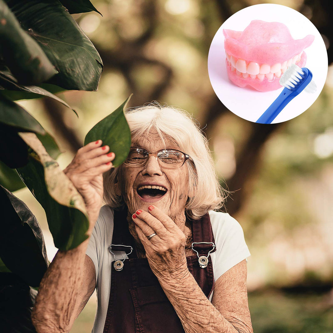 6 Pieces Denture Brush Dual Head Toothbrushes Hard Denture Cleaning Brush Denture Toothbrush Cleaning Brush False Teeth Brush Toothbrush for False Teeth Cleaning, 2 Colors