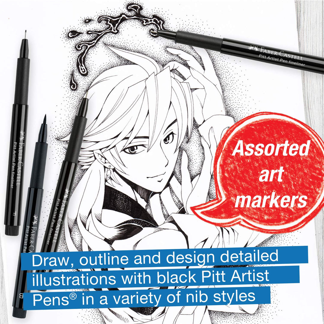 PITT Artist Pen Manga Drawing Set 167132, Black