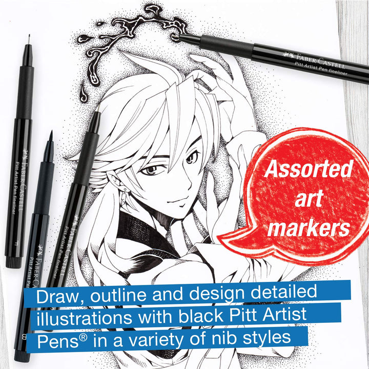 PITT Artist Pen Manga Drawing Set 167132, Black