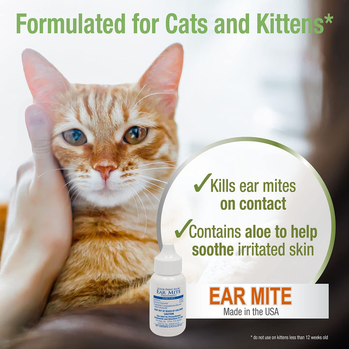 Healthy Promise Soothing Aloe Ear Mite Remedy Solution for Cats, Odor Reducing & Itch Relief, 0.75 Fl. Oz.