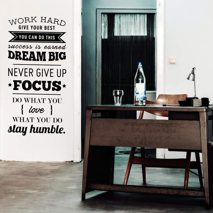 Vinyl Wall Art Decal - Work Hard Give Your Best You Can Do This - 40 x 20 - Motivational Home Living Room Office Quote - Positive Modern Bedroom Dorm Room Apartment Indoor Outdoor Wall Decor (Black)