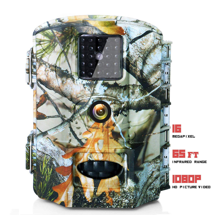 Trail Game Deer Camera No Glow 16MP 1080P Night Vision 110°Hunting Outdoor Cam Security Motion Activated Surveillance System IP66 Waterproof Wildlife Farm Monitoring with 2.4” LCD