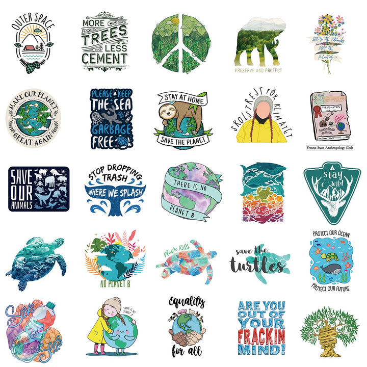 Nature Stickers,50 PCS Aesthetic Earth Waterproof Stickers,Vinyl Stickers for Water Bottle,Laptop,Phone,Skateboard Stickers for Teens Girls Kids, Green