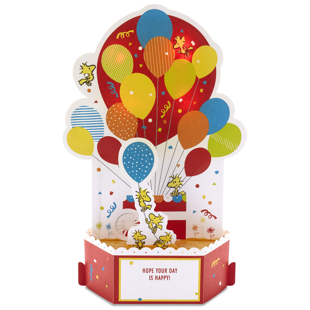 Paper Wonder Peanuts Pop Up Birthday Card with Music (Snoopy, Birthday Balloons)
