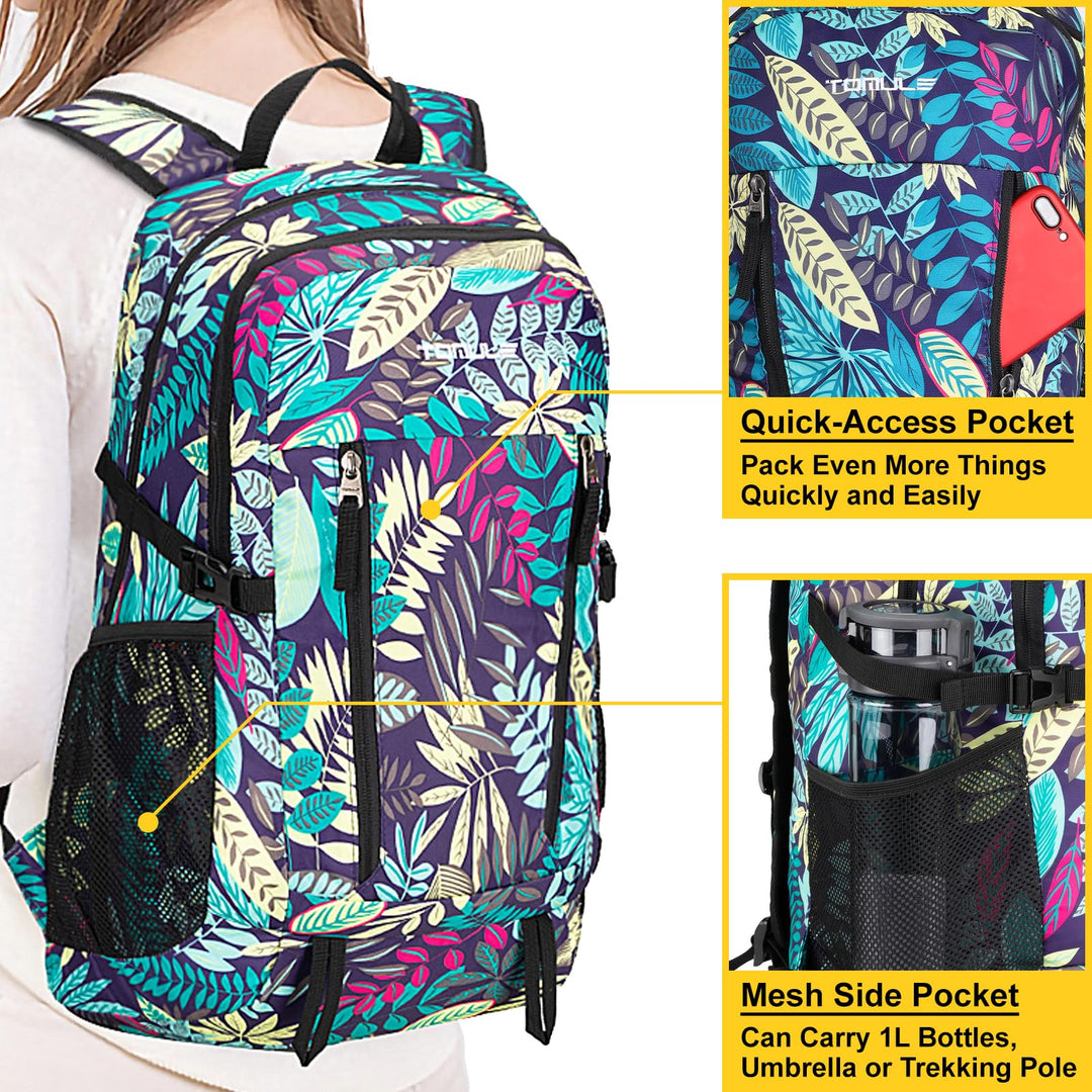 Day Hiking Backpack for Women,Small Waterproof Backpack for Women,Lightweight Travel Backpack for Women Tropical