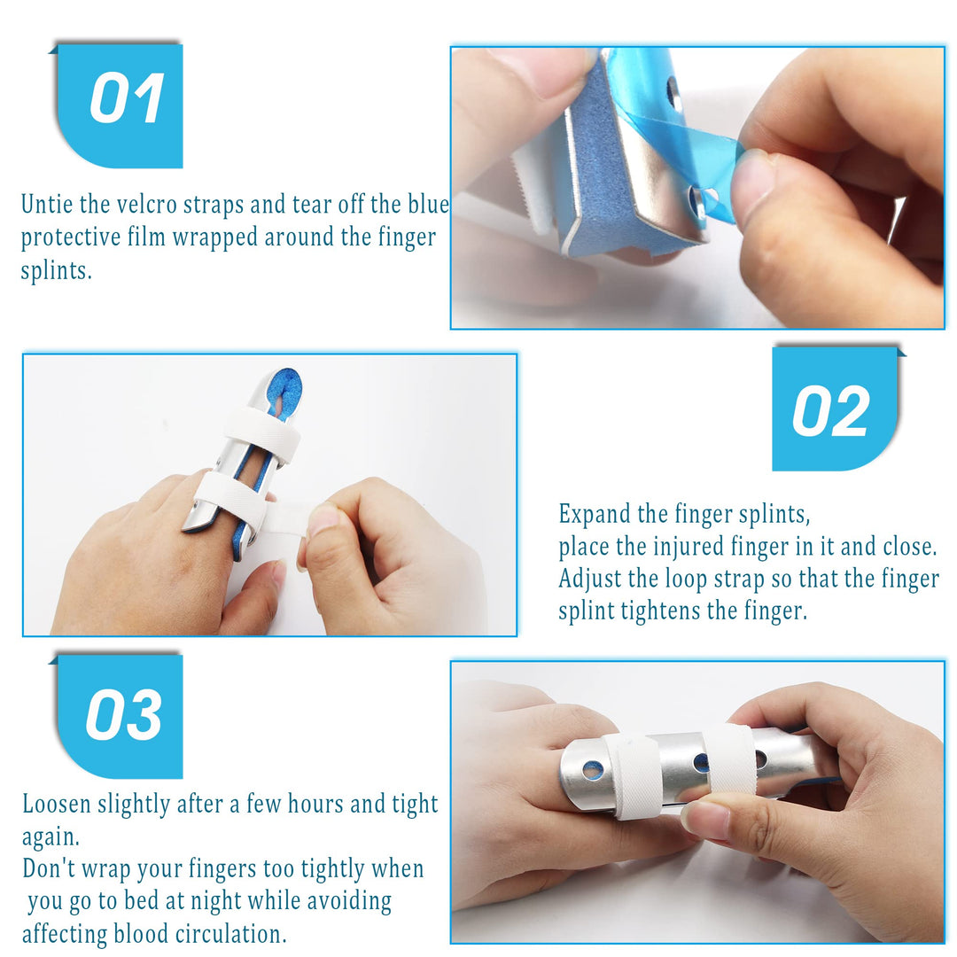 Finger Splints Thumb Splint for Broken/Injured Fingers Stabilization, Aluminum Finger Splint Adjustable, Immobilization for Mallet Fingers/Trigger Fingers Joints, Arthritis Pain Relief (3 Size)