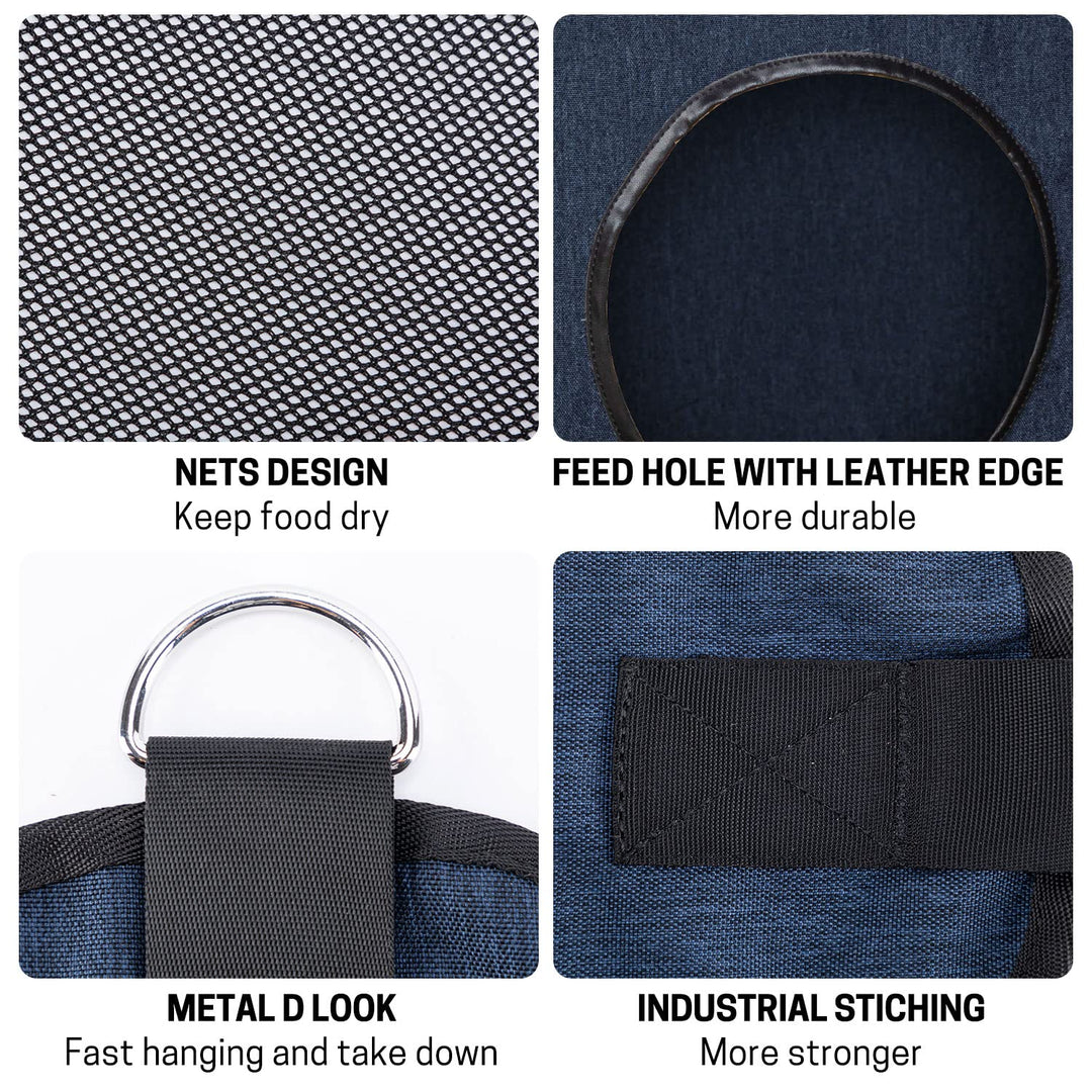 Hay Bags for Horse, Large Capacity Feeding Bag, Hay Nets for Sheep, Goats, Open Feed Hole Hay Feeder for Slow Feeding (Blue)