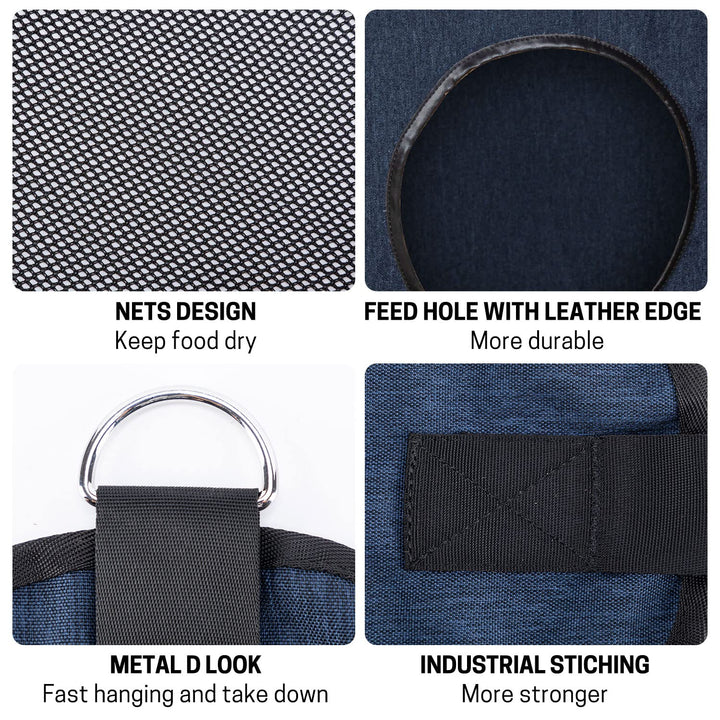 Hay Bags for Horse, Large Capacity Feeding Bag, Hay Nets for Sheep, Goats, Open Feed Hole Hay Feeder for Slow Feeding (Blue)