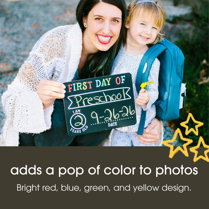 First and Last Day Chalkboard Signs, Reusable And Erasable Chalkboard, Ideal Photo Memory Prop for School Milestones, Includes 2 Chalk Signs With White and Yellow Chalk