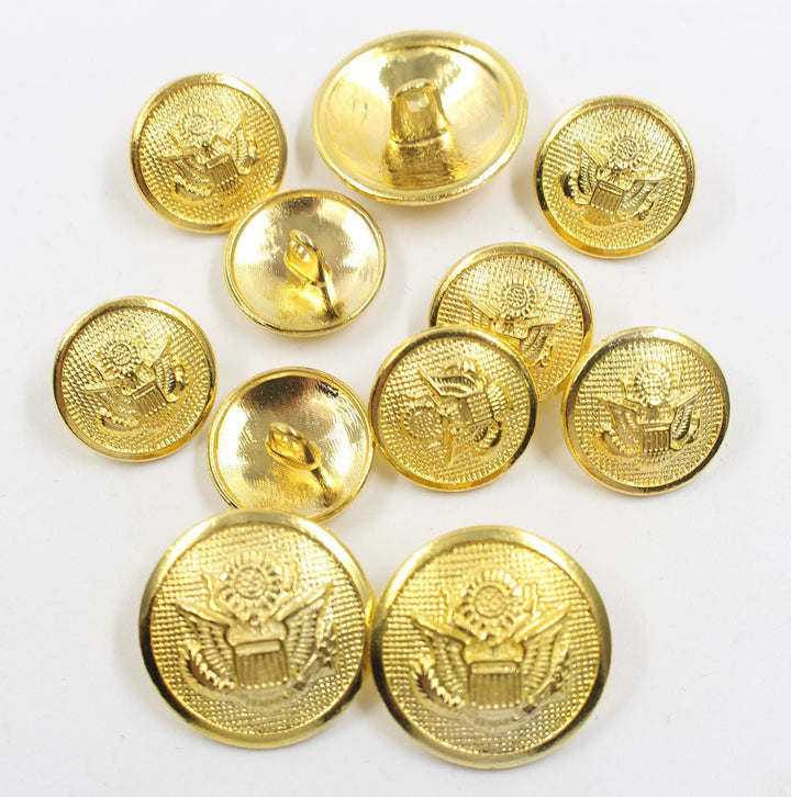11 Pieces Metal Blazer Button Set - Eagle Badge - for Blazer, Suits, Sport Coat, Uniform, Jacket (Gold 15mm 20mm