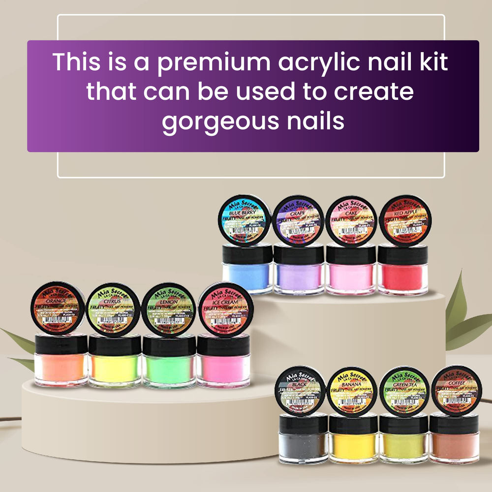 -Fruity Collection Nail Acrylic Powder set of 12