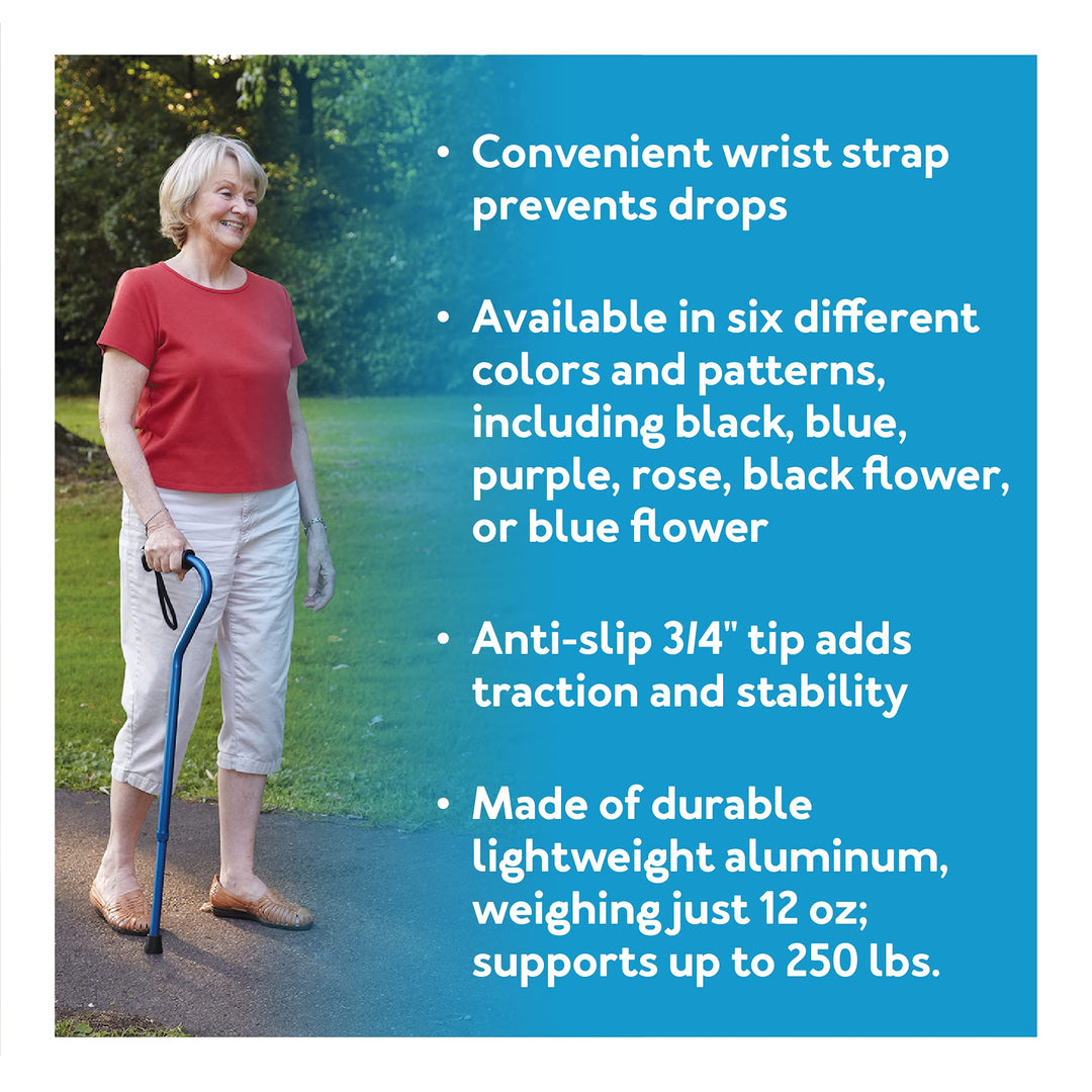 Ergo Offset Cane, Blue Floral, 0.87 Pound