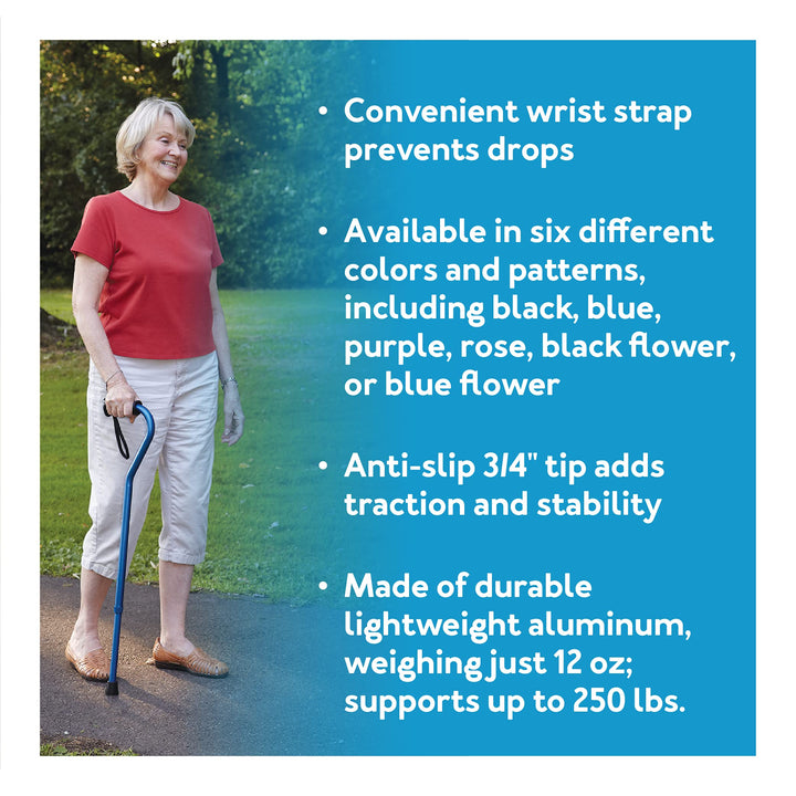 Ergo Offset Cane, Blue Floral, 0.87 Pound
