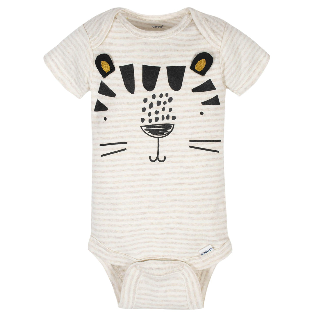Baby 8-Pack Short Sleeve Onesies Bodysuits, Tiger Green, 0-3 Months