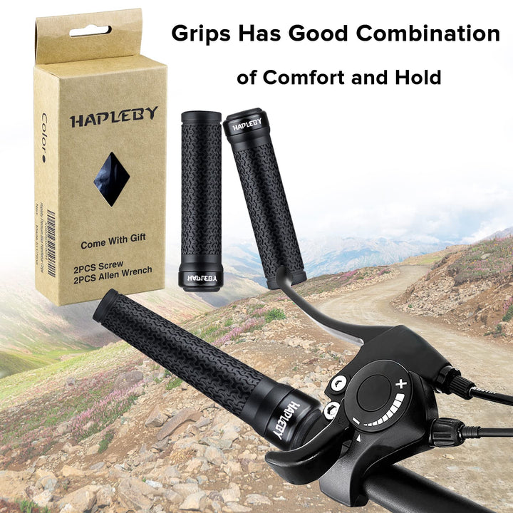 Premium Bike Handlebar Grips, Single Lock-on Professional Mountain Bicycle Handlebar Locking Grips with Anti-Slip, 2PCS Screw and 2PCS Allen Wrench for Free