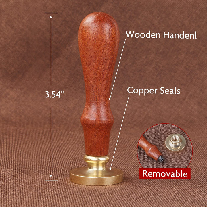 Wax Seal Stamp Kit, 7pcs Floral Rosemary Cherry Blossoms Wreath Fern Wax Seal Stamp Kit Copper Seals + 1pcs Wooden Hilt, Retro Flower Sealing Stamp Set for Wedding Envelopes Invitation (F04)