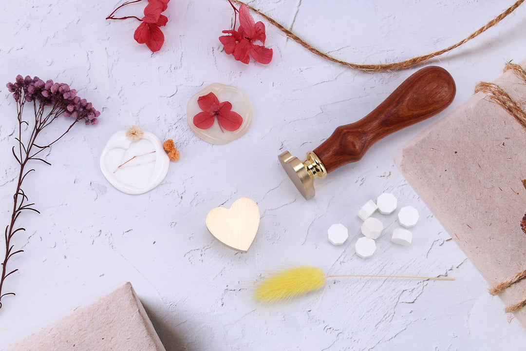 25mm Blank Wax Seal Stamp Heart Shape, Brass Head Without Carving for Invitations, Envelopes, Wine Packing, Gift Wrapping, DIY