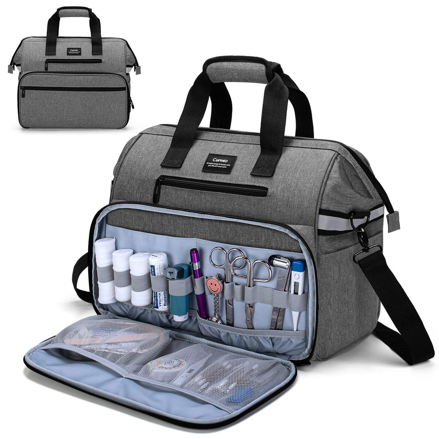 Home Health Nurse Bag, Medical Supplies Bag with Padded Laptop Sleeve for Home Visits, Health Care, Hospice, Bag ONLY, Gray (Patent Pending)