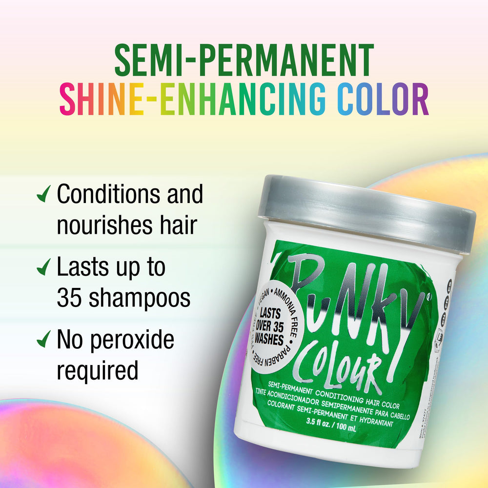 Apple Green Semi Permanent Conditioning Hair Color, Vegan, PPD and Paraben Free, lasts up to 25 washes, 3.5oz