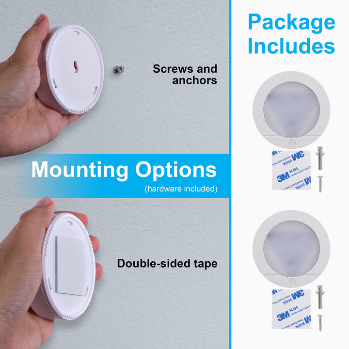 Wireless LED Puck Lights, Battery Operated, 20 Lumens, Touch Light, Tap Light, Stick on Lights, Under Cabinet Light, Ideal for Kitchen Cabinets, Closets, Garage 2 Pack, 25434