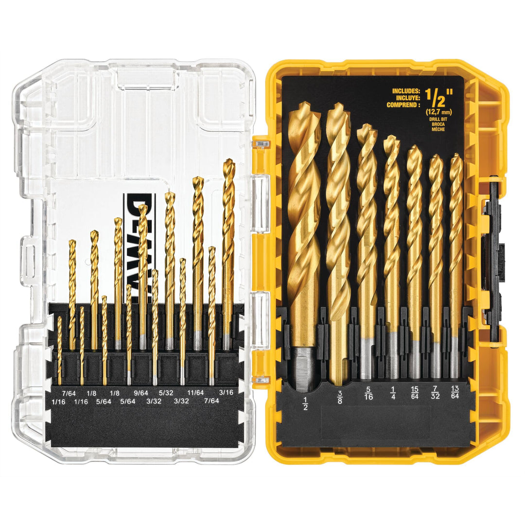Titanium Nitride Coated Drill Bit Set, Pilot Point, 21-Piece (DW1361)