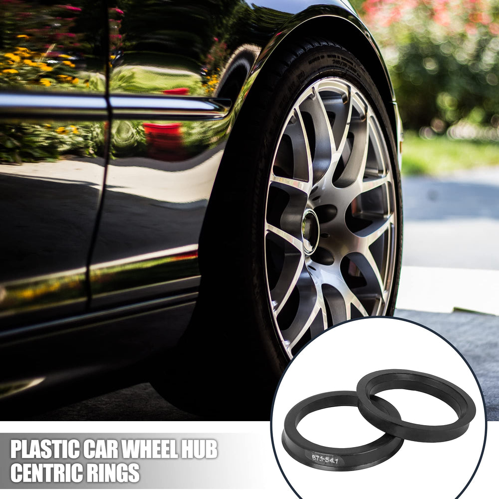 4pcs Plastic 67.1mm OD to 54.1mm ID Car Hub Centric Rings Wheel Bore Center Spacer Hub Rings Black