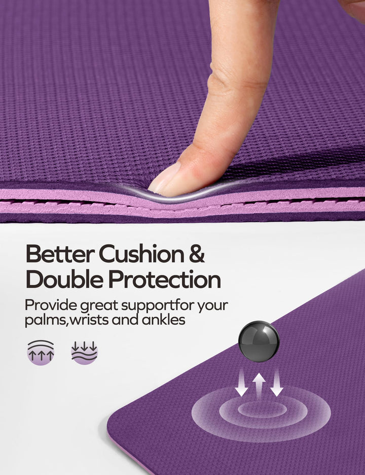 Eco Friendly Yoga Mat Thick TPE Yoga Mat Non Slip Yoga Mats Anti-tear Exercise Workout Mat for Women Men Kids Yoga, Pilates and Fitness