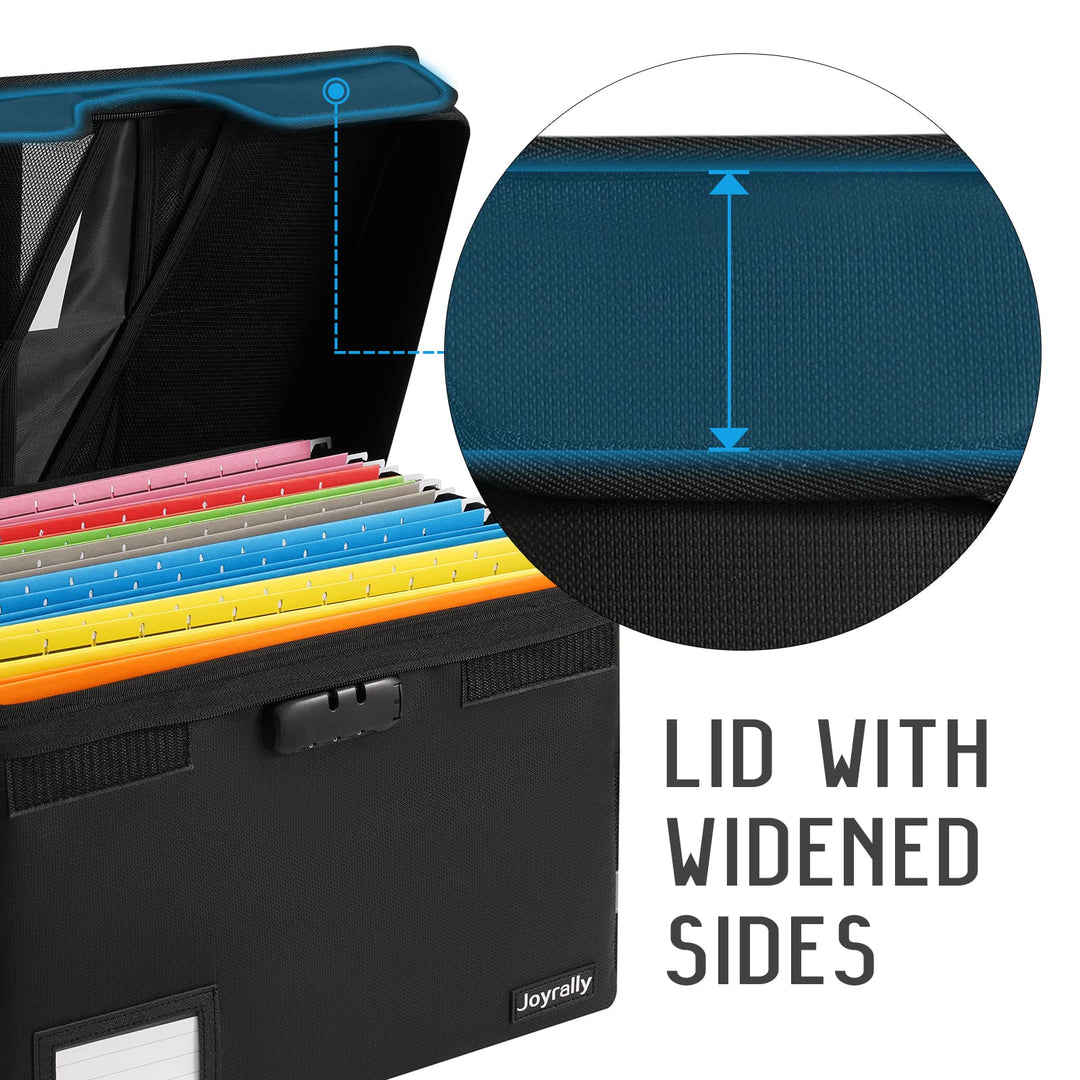 File Box with Lock,File Folder Organizer Fireproof Document Organizer Anti-Static Box,Collapsible Fireproof Document Box Filing Box with Handle,Home Office Safe Box for Hanging Letter/Legal Folder