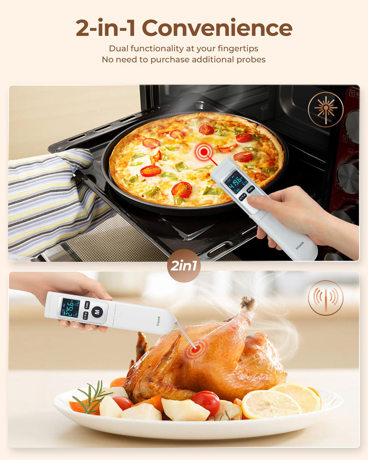 Infrared Thermometer -58°F~1112°F, Heat Temp Temperature Gun for Cooking, Adjustable Emissivity - for Cooking, Pizza Oven, Meat, Griddle, Grill, HVAC, Engine, Meat Thermometer Included