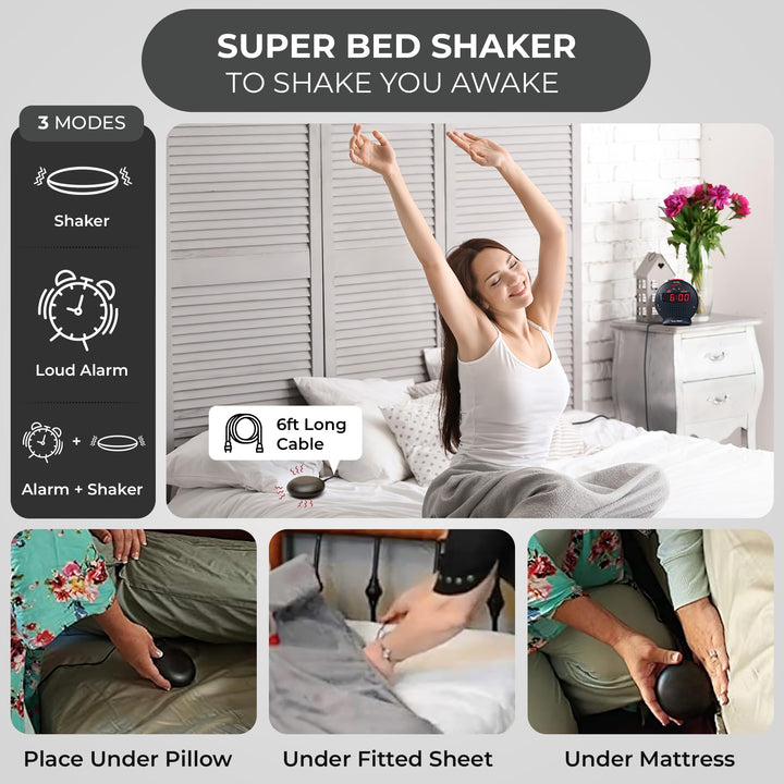 Small Digital Alarm Clock with Battery Backup, Snooze, Full Range Brightness Dimmer, Outlet Powered Compact Clock for Bedrooms, Desk, Bedside, Simple to Operate (Black)